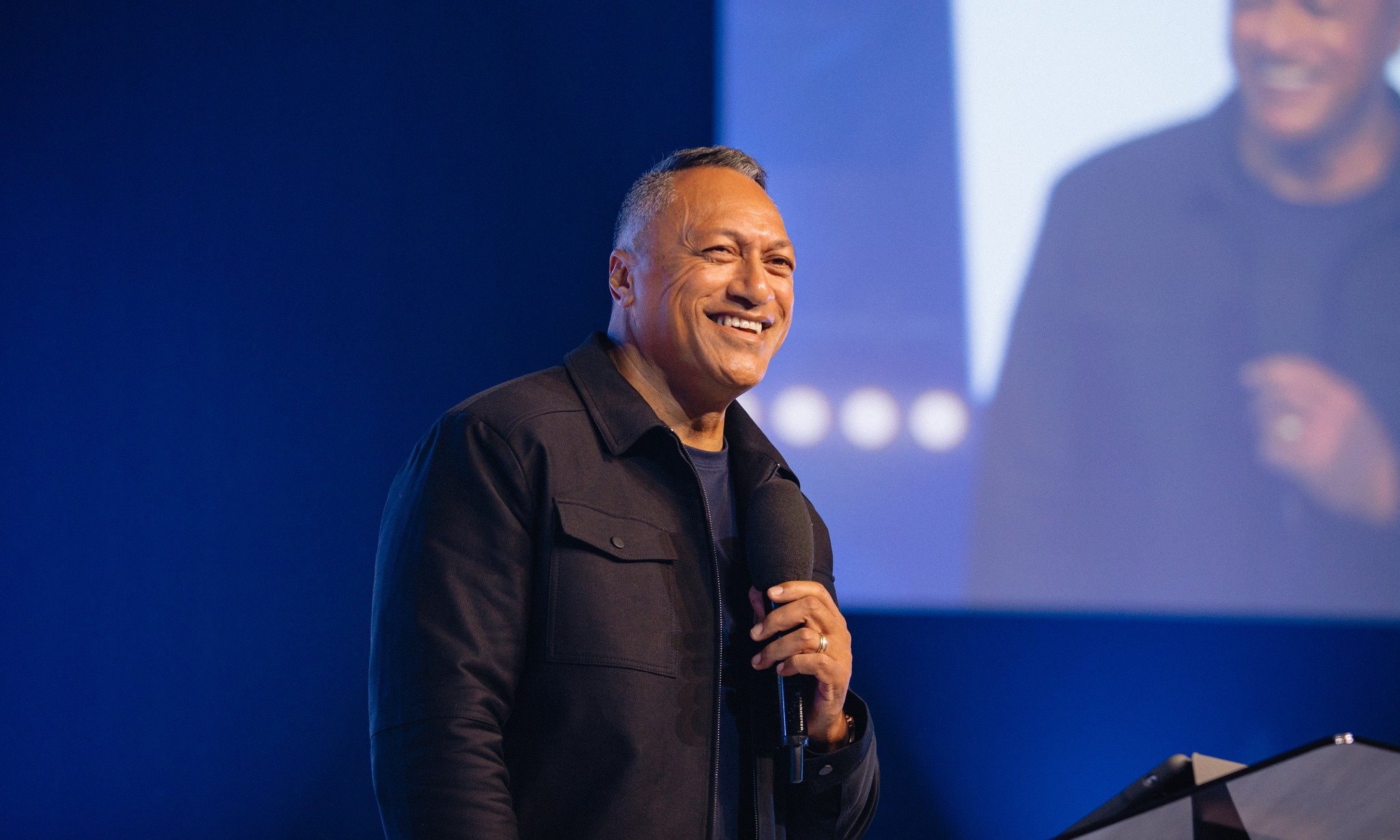 Lenny Solomona speaking at ARISE Church Wellington