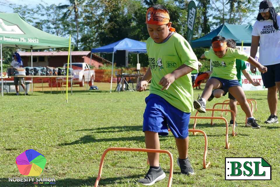 Children taking part in a Nobesity obstacle course