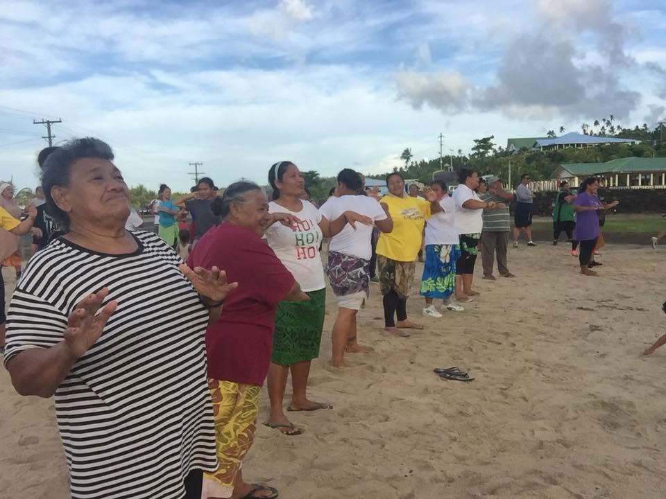 Participants taking part in outdoor group exercise