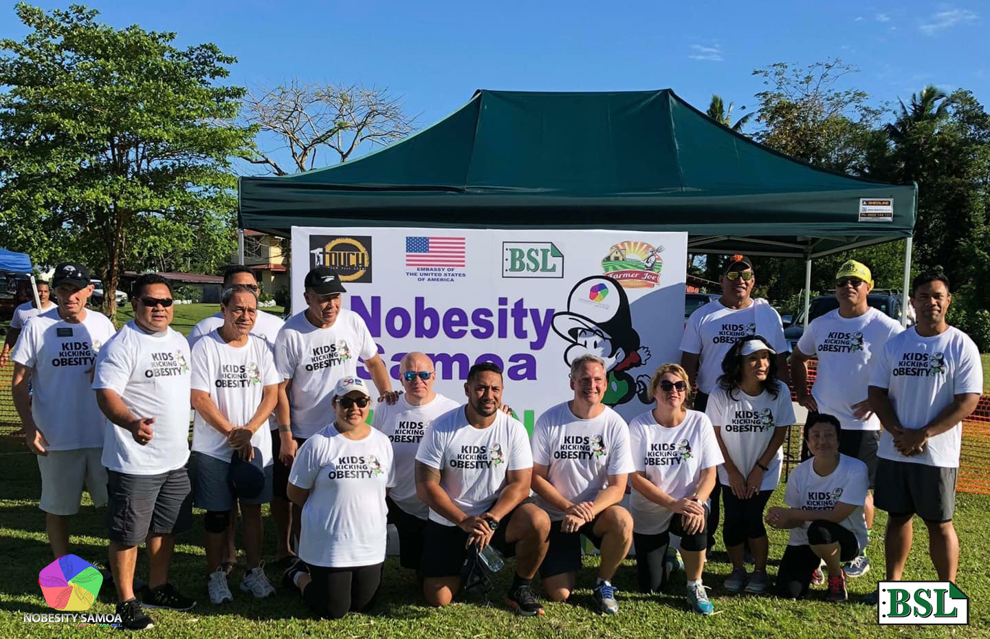 Participants gathered at a Nobesity Samoa event tent