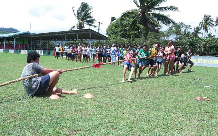 Children taking part in a Nobesity tug of war